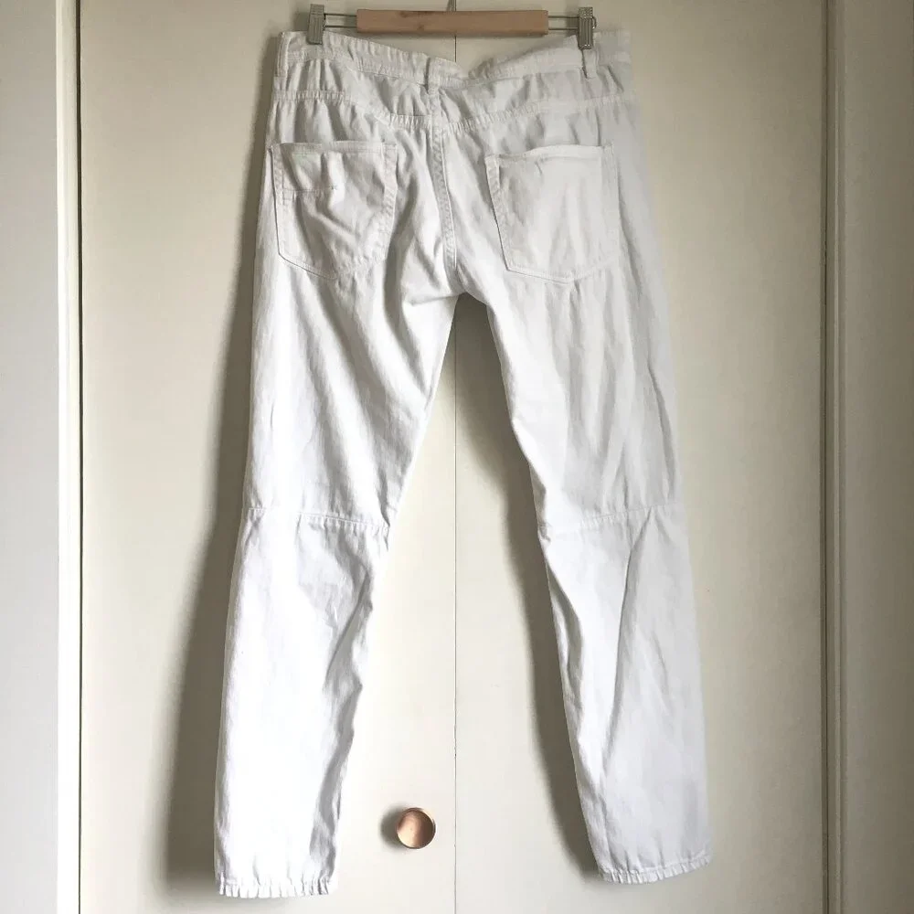 Uh Denim White Distressed Pintuck Stretch Skinny Jeans Size 32 - Picture 2 of 16